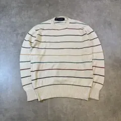 80s 90s vintage コットンニットセーター ボーダー 古着