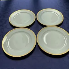 希少】 美品 大倉陶園 片葉金蝕 デザート皿 20cm 4枚セット 金彩