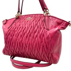 COACH ギャザー レザー 2way ショルダーバッグ マゼンダ - メルカリ