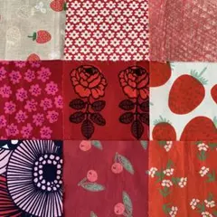 最終お値下げ！マリメッコ ハギレセット　いろいろレッド（北欧ヴィンテージ生地）