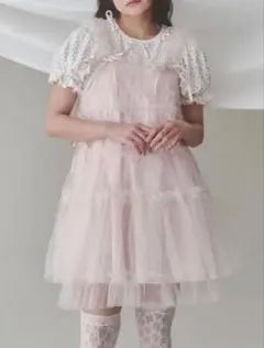 myu:lorét フラワーレースチュニック キャミワンピ ピンク myu:lorét フラワーレースチュニック キャミワンピ ピンク - メルカリ