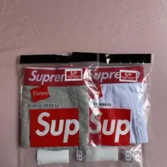 グレー+ホワイト Sサイズ SUPREME ボクサーパンツ 2枚 (匿名発送)