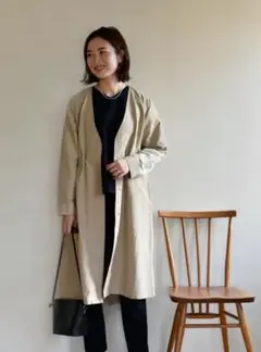 美品　OURHOME 頼れるノーカラーコート