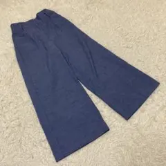 PLST プラステ　ワイドパンツ　カジュアル　無地　麻混　青　XXS