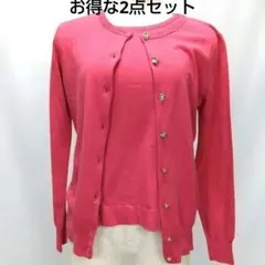 ナチュラルビューティー　美カラー ビジューボタン アンサンブルニット M 汚㊿のサムネイル