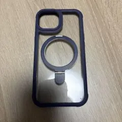 iPhone14用ネイビー透明ケース マグネットリング付き