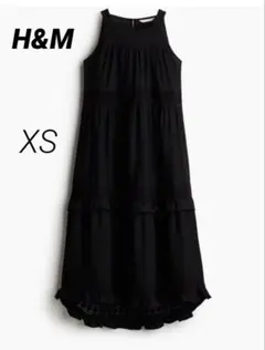 タグ付き新品 H&M レース切り替えワンピース ブラック XS