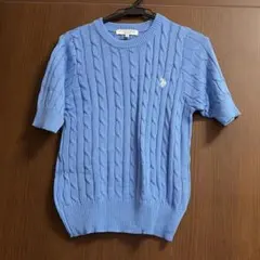 U.S. POLO ASSN. ワンポイント半袖ケーブルニット（サマーニット）