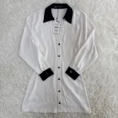 ZARA ザラ バイカラーブラウス　ホワイトブラックのサムネイル