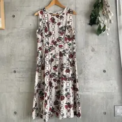 IKUKO フラワープリント ノースリーブワンピース