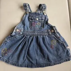 デニム ジャンバースカート 花柄刺繍