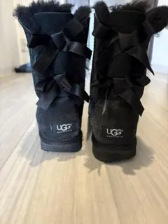 UGG W BAILEY BOWブラックスエード ムートンブーツリボン