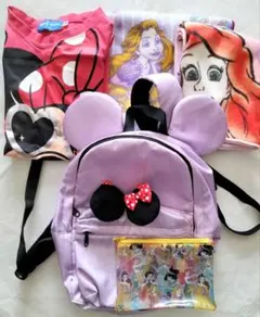 ディズニー　ミッキー耳付き　リュック　パープル