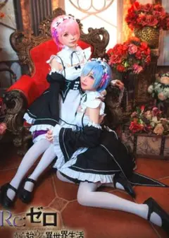 リゼロラム&レムコスプレ衣装セット、パニエ付き