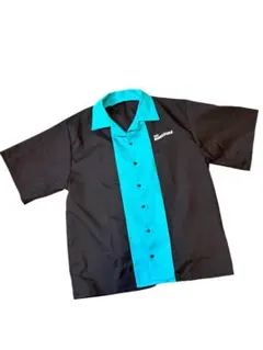 The King Pins ボーリングシャツ ブラック×ターコイズのサムネイル