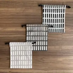 きんちゃく袋 3枚セット モノトーン 北欧格子柄 ハンドメイド 給食袋 入園入学