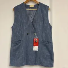 ナノユニバース　ツイード ベスト ブルー Fサイズ