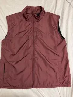 ナイロン ジップアップベスト ワインレッド LL サイズ　XLサイズ　えんじ色