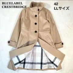 ブルーレーベルクレストブリッジ スタンドカラー ウールコート チェック ベージュ