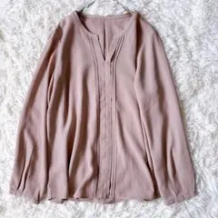 グローバルワーク レディース 長袖シャツ オフィスブラウス サーモンピンク M