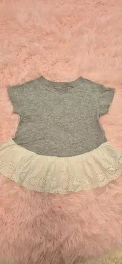 petit main レース付きフリルTシャツ 120