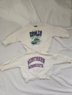 マーキーズ 長袖トレーナー 95cm 2枚セット ホワイト ロゴ 車