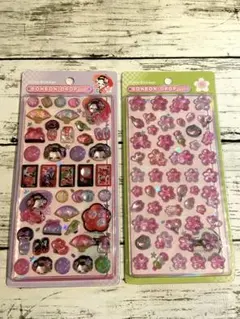 ボンボンドロップ 立体シール 2シートセット　和柄　桜&舞妓　和風　春柄