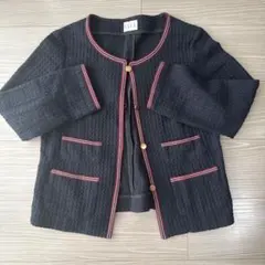 一度のみ着用　ELLE ノーカラージャケット ネイビー　紺服のサムネイル