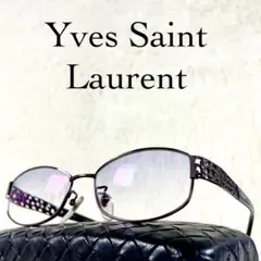 美品　Yves Saint Laurent　メガネ　シルバー・ブラックフレーム