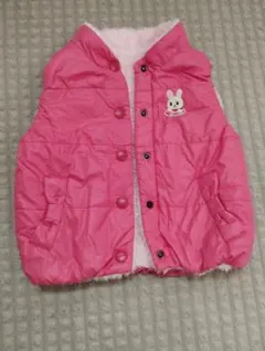 Mikihouse　ウサギ刺繍 ピンク 中綿ベスト