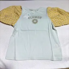Samansa Mos2 Lagom ギンガムチェックパフスリーブTシャツ