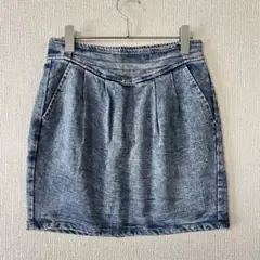 JESSICA/デニムブルー タイトスカート プリーツ付き ウエストゴム 入り