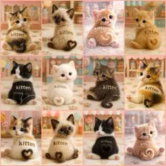 新柄‼️猫柄　12枚パネル生地　寝そべりにゃんこ