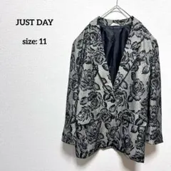 総柄 テーラードジャケット 11 ボタニカル 花柄 シルク レトロ くすみカラー