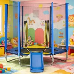 大型トランポリン 滑り台付き 7FT 子供用 静音 大型 家庭用 室内