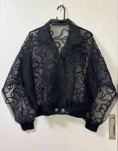 ブラックメッシュカジュアルジャケット Free