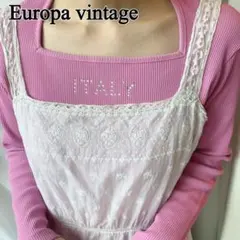 最終価格 ヨーロッパヴィンテージ ラインストーンデザイン リブカットソー