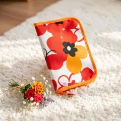 北欧花柄 母子手帳ケース 大容量 通帳ケース お薬手帳 ビタミンカラー