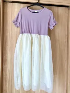 Bee Bee 半袖ワンピース 150 パープル　紫　チュールドレス