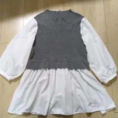 グローバルワーク トップス チュニック シャツ ニット 重ね着風 フリーサイズ