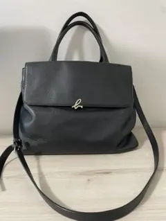 アニエスベー ブラック　しぼ皮　2wayレザーバッグ