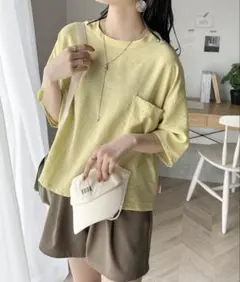Javaコラボ五分袖 シアータンブラーTシャツ イエロー