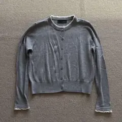 ZARA レーストリム ニットカーディガン グレー M