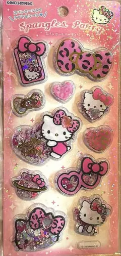 【正規品】スパンコールパーティー シール　ヒョウ柄キティ