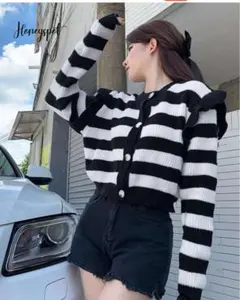 最終値下げ！ニット ボーダー カーディガン