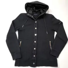 トミーヒルフィガー パーカー S フード付ジャケット　前ボタン　黒 ブラック