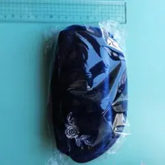 刺繍デザイン ネイビー ポーチ