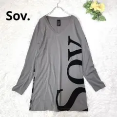 Sov.デザインチュニックカットソー◆ グレー　ロゴ入りカットソーのサムネイル