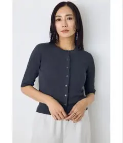 【AZUL BY MOUSSY】カーディガン シアーリブ5分袖のサムネイル