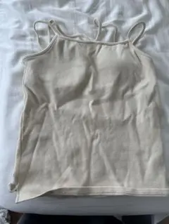 カスタネ　カップ付きストレッチコットン紐キャミ　アイボリー